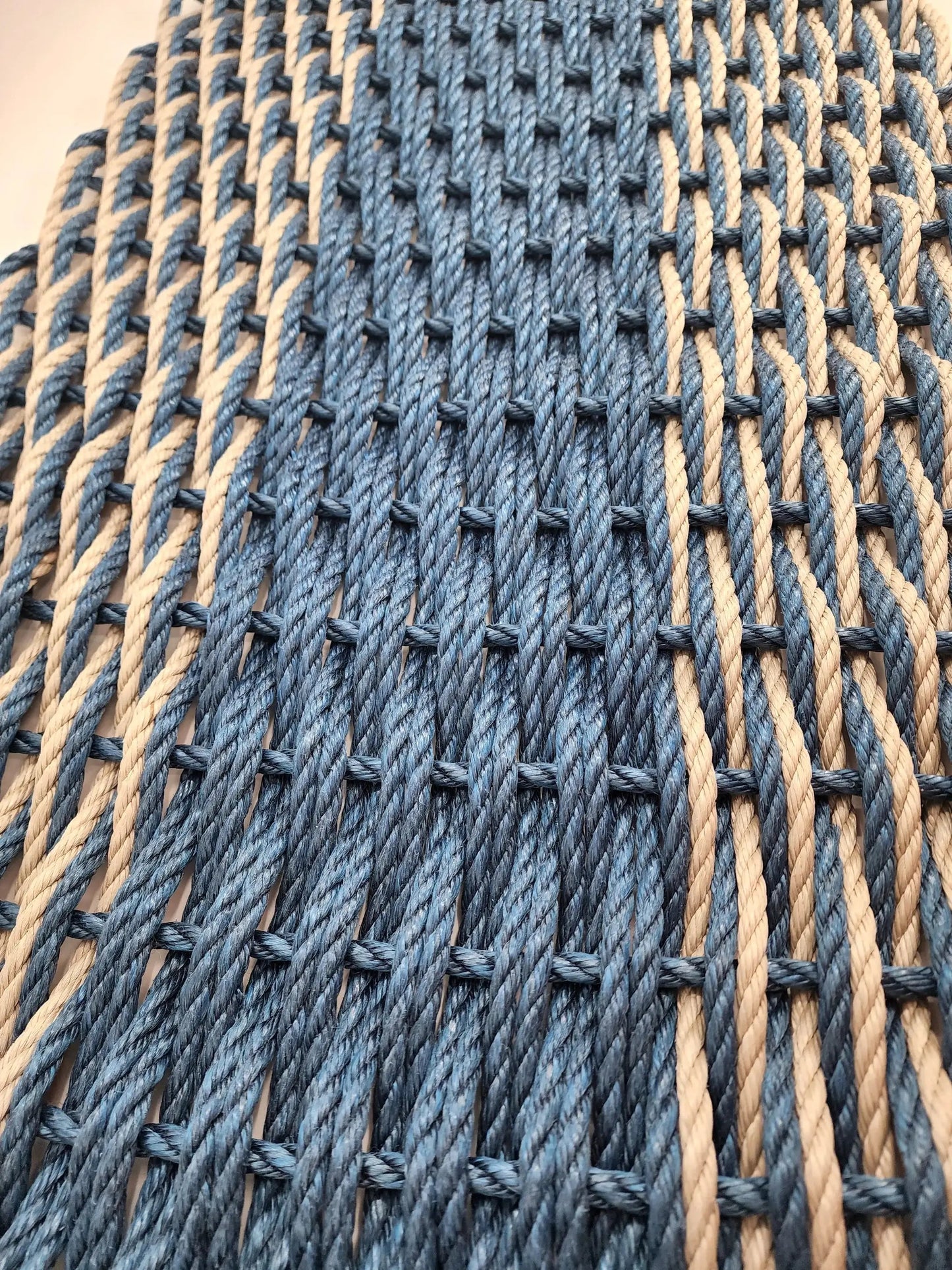 Lobster rope door mat navy blue and tan with double weave texture on Tampa Home & Garden Store