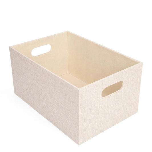 Fabric Bin with Front and Back Handles beige fabric storage bin by Horderly on Tampa Home & Garden Store