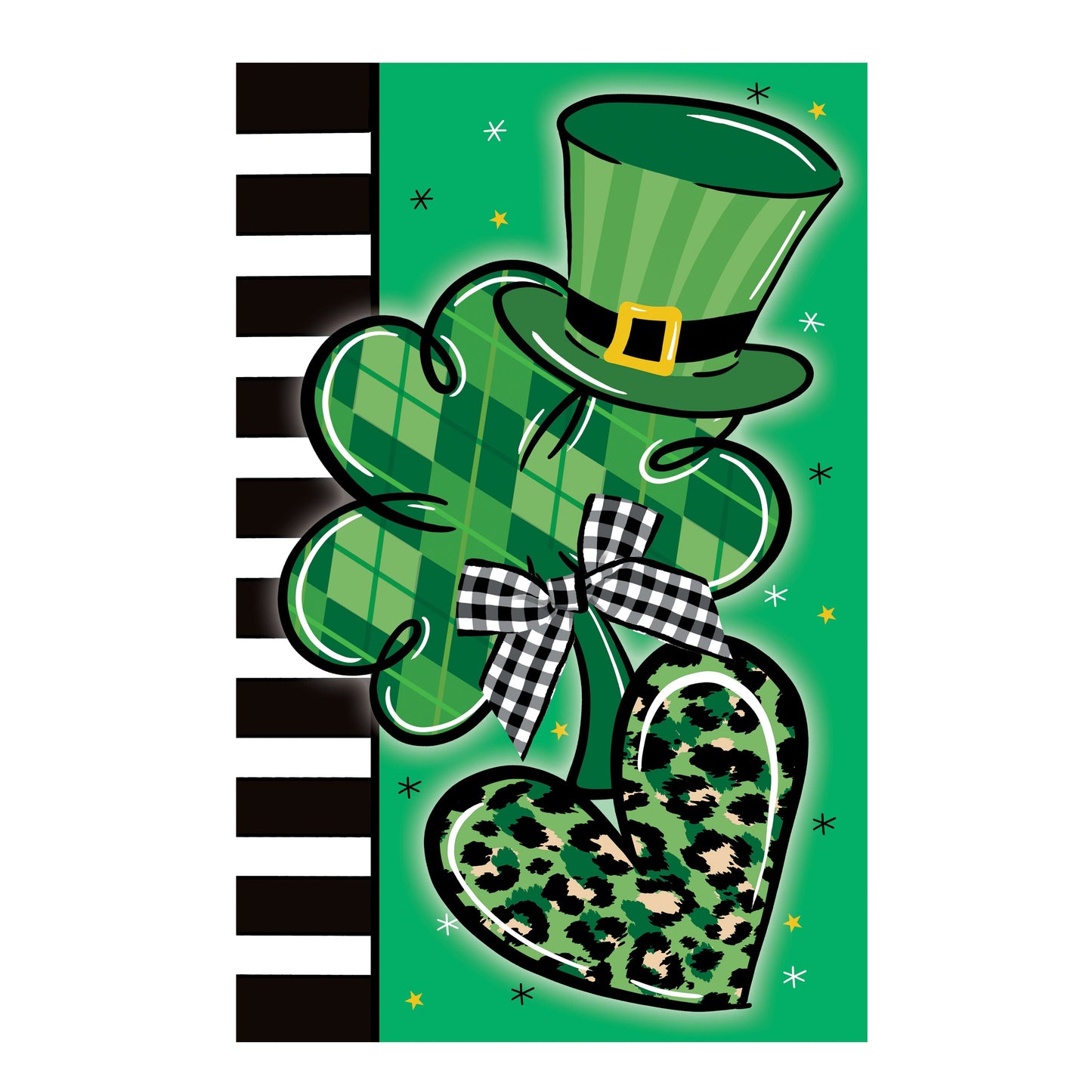 St Patrick's Trio Applique Garden Flag by Evergreen Enterprises, 3-piece green hat motif on Tampa Home & Garden Store