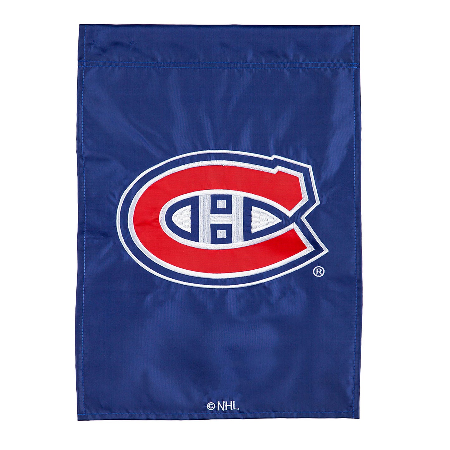 Montreal Canadiens applique garden flag blue background with NHL logo on Tampa Home & Garden Store