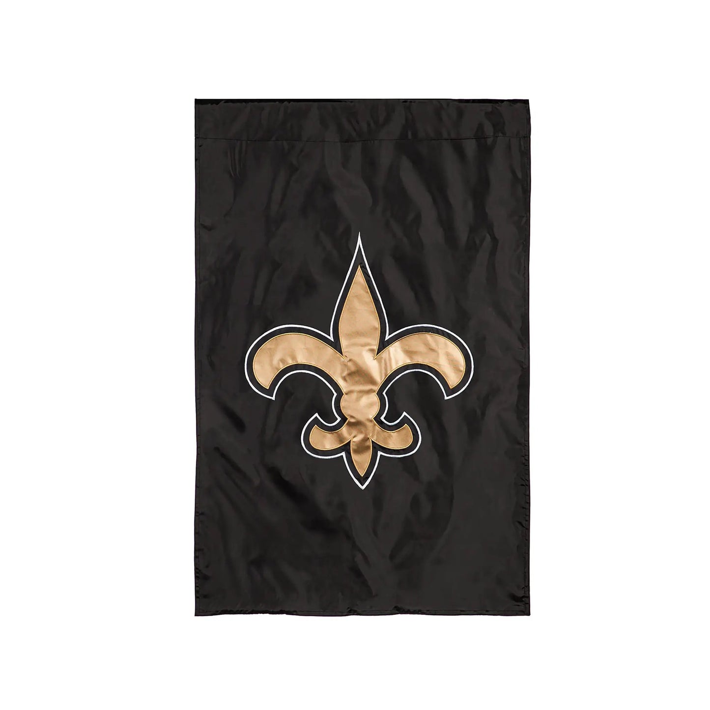 New Orleans Saints Applique House Flag black flag with gold fleur-de-lis emblem on Tampa Home & Garden Store
