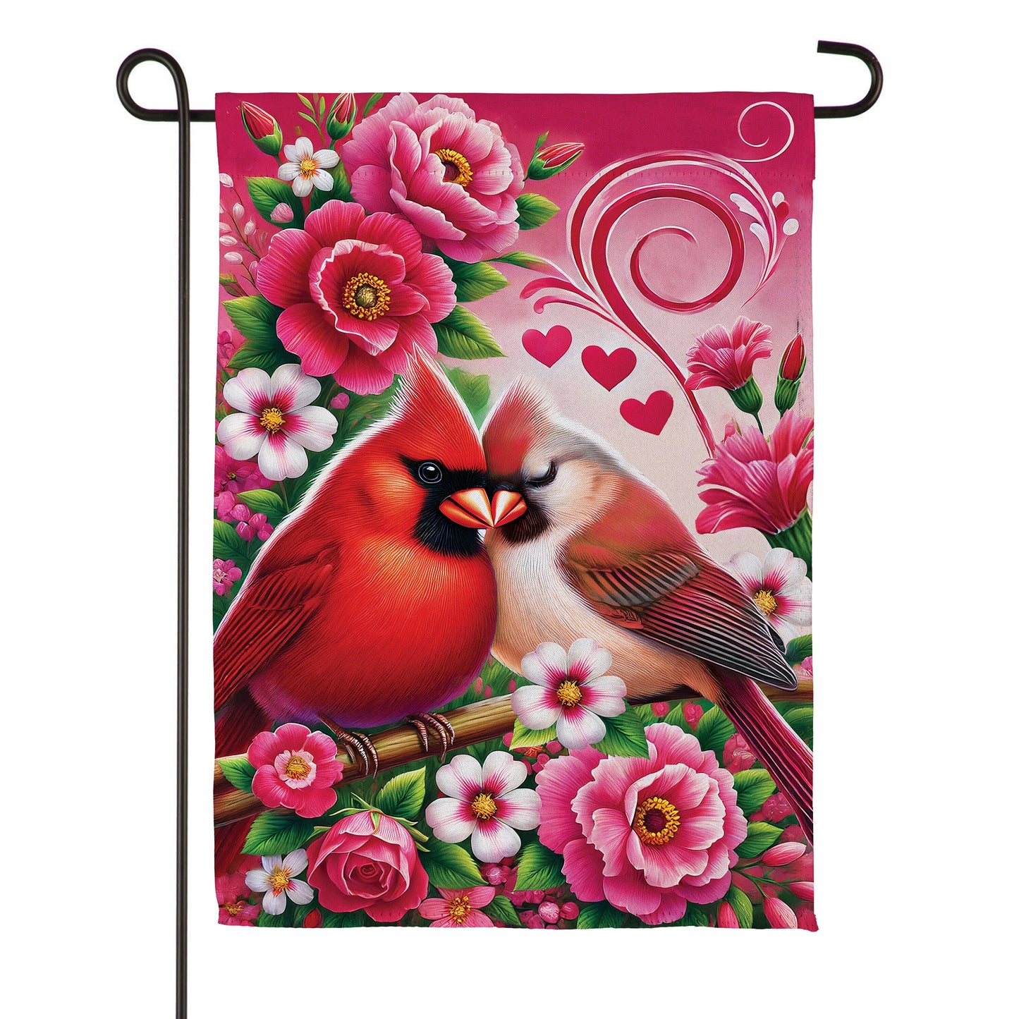 Drapeau de jardin en suède Amoureux des cardinaux