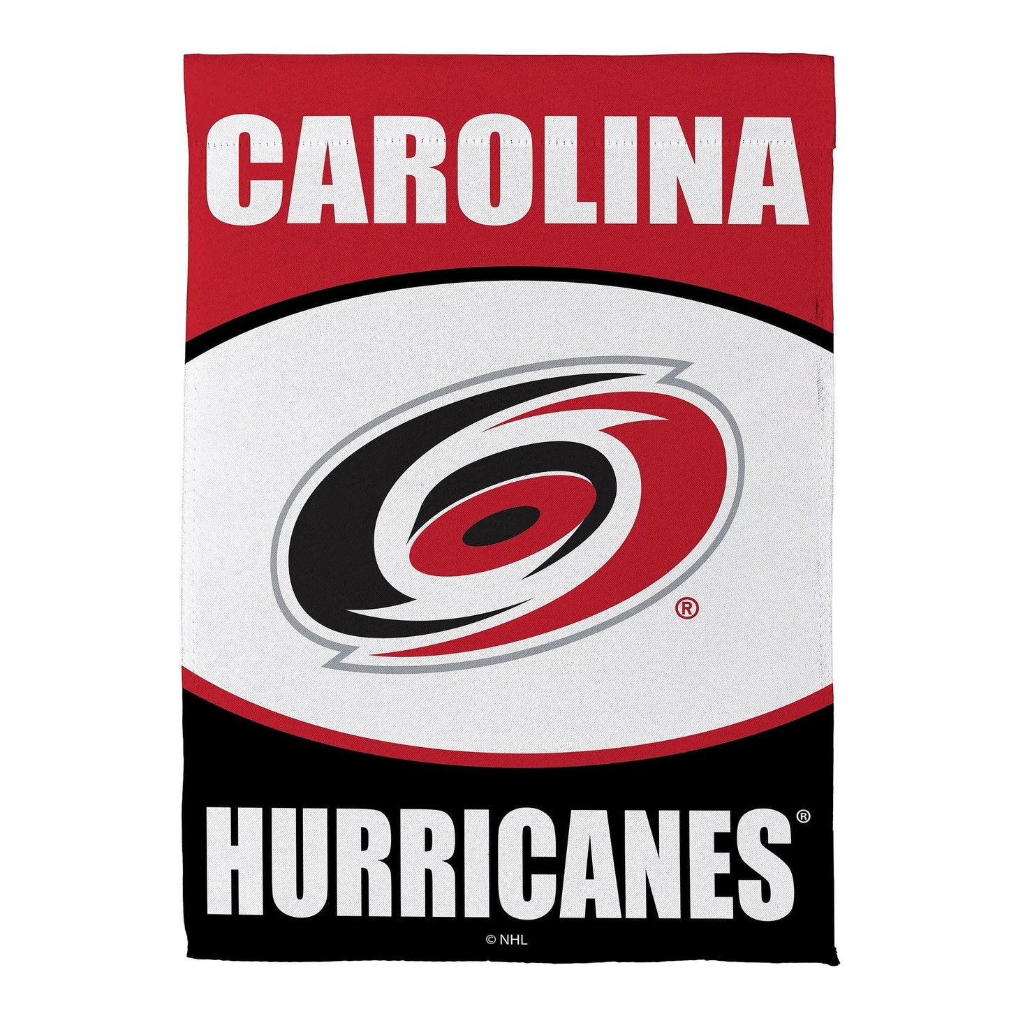 Carolina Hurricanes suede garden flag red header with CAROLINA lettering and logo on Tampa Home & Garden Store