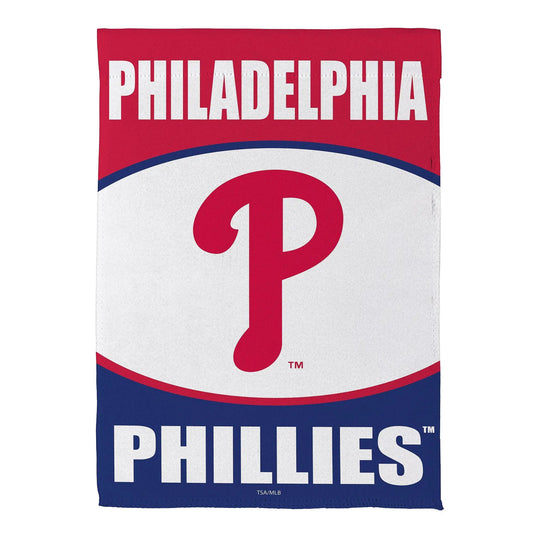 Philadelphia Phillies suede house flag by Evergreen red/blue with PHILLIES lettering on Tampa Home & Garden Store