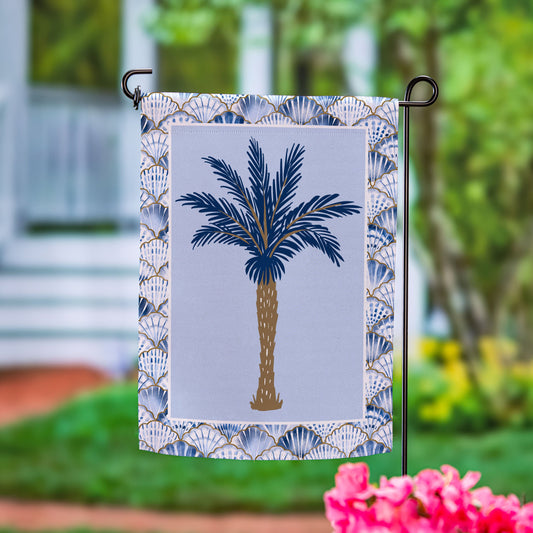 Blue Coastal Palm Trees Double Sided Suede Garden Flag - Tampa Home & Garden Store