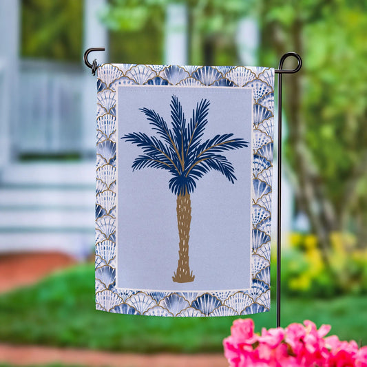 Blue Coastal Palm Trees Double Sided Suede Garden Flag - Tampa Home & Garden Store