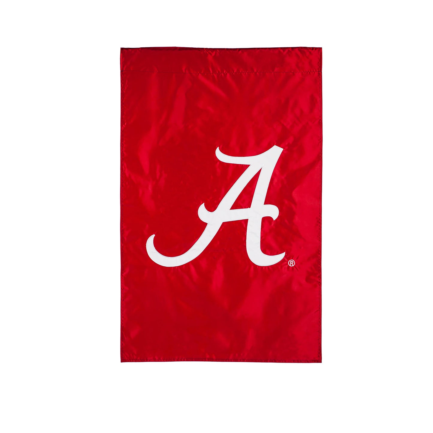 University of Alabama applique house flag with white script on bright red background on Tampa Home & Garden Store