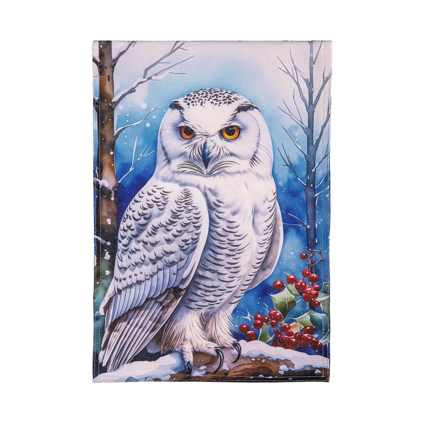 Snow Owl Burlap Garden Flag with owl scene by Evergreen Enterprises - Wholesale Collective on Tampa Home & Garden Store