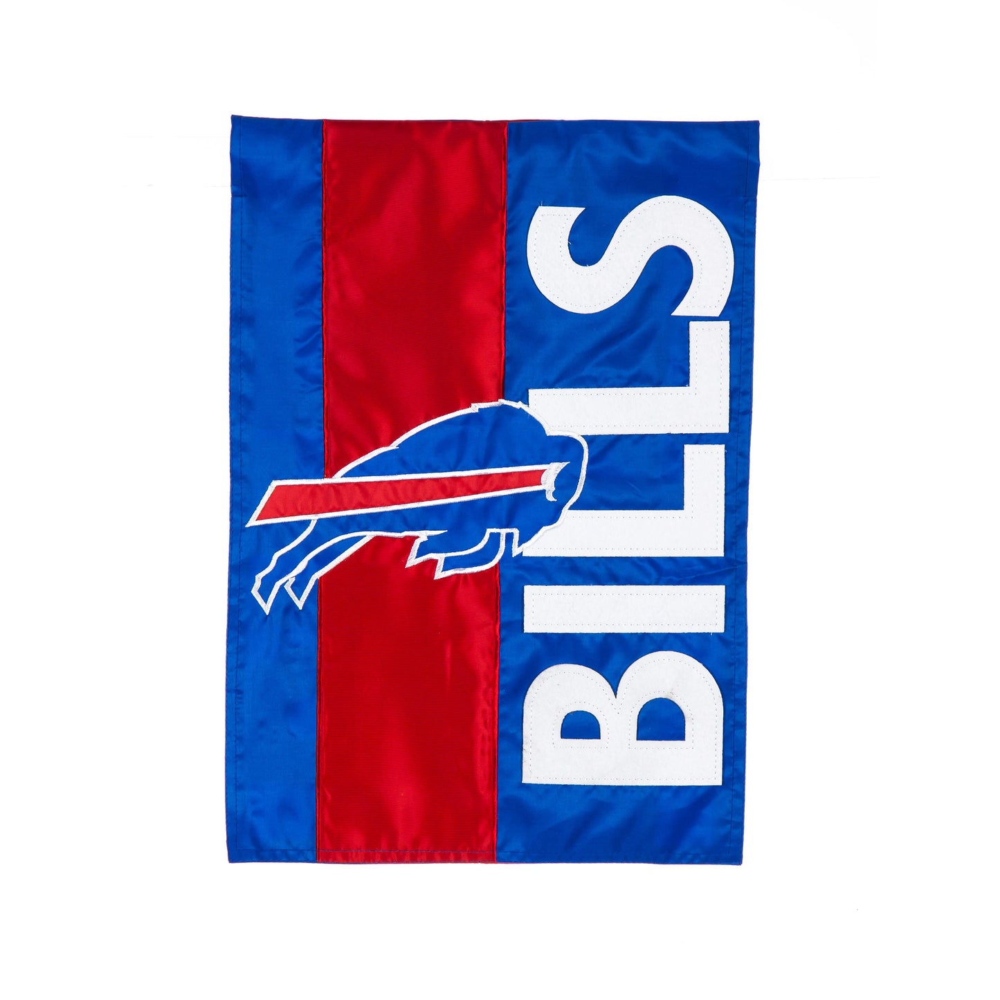 Buffalo Bills embellished garden flag, blue and red applique by Evergreen Enterprises on Tampa Home & Garden Store