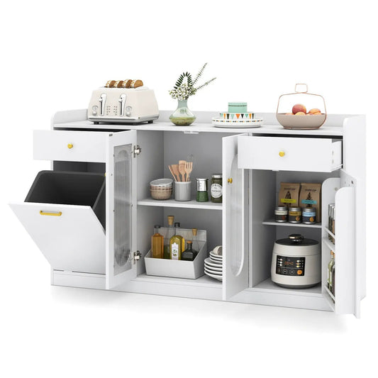 Large Buffet Cabinet Hidden Tilt Out Trash Can