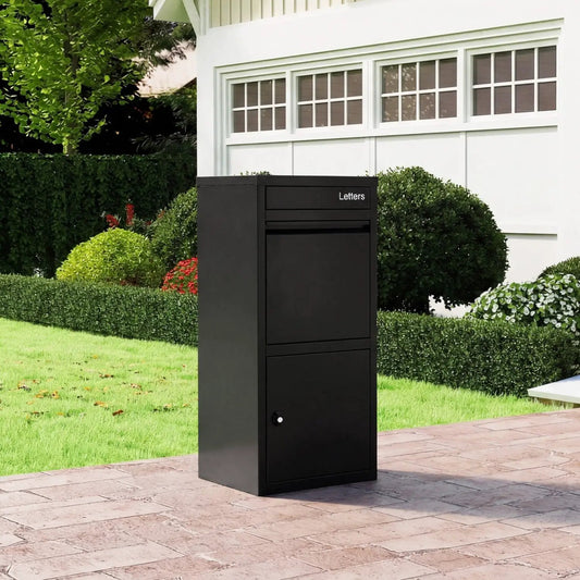 Large galvanized package delivery box with anti-theft design, black DirectDeals mailbox on Tampa Home & Garden Store