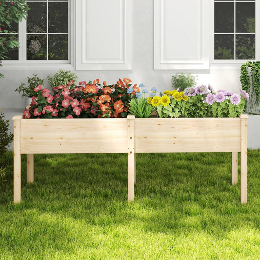 Large raised garden bed with drainage holes and legs in natural wood DirectDeals on Tampa Home & Garden Store