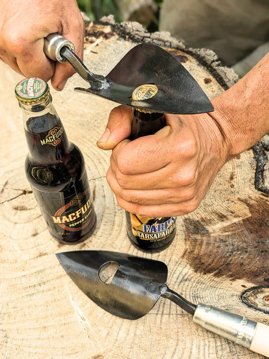 Large Trowel Bottle Opener black steel blade with wooden handle Homestead Iron, LLC on Tampa Home & Garden Store