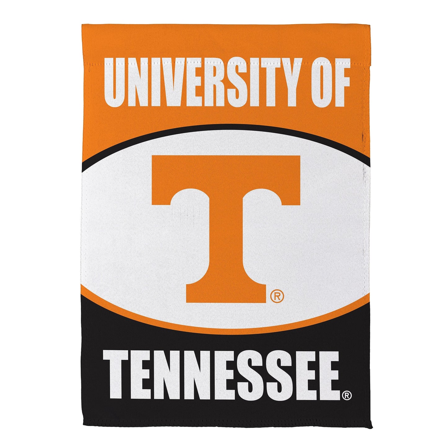 University of Tennessee suede flag by Evergreen Enterprises, orange with white lettering on Tampa Home & Garden Store