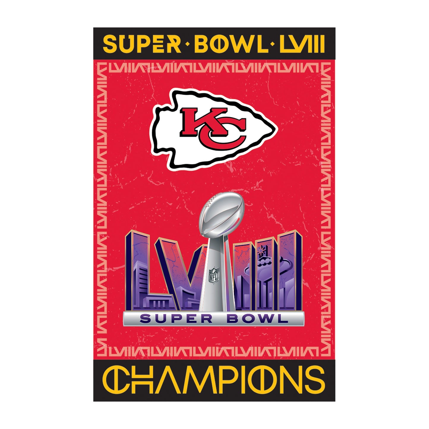 Kansas City Chiefs SB58 embossed suede house flag with KC logo by Evergreen Enterprises on Tampa Home & Garden Store