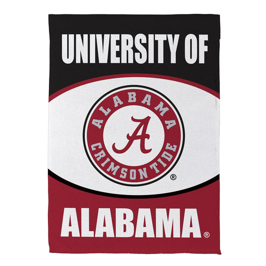 University of Alabama suede house flag UNIVERSITY OF on black header and ALABAMA on red on Tampa Home & Garden Store