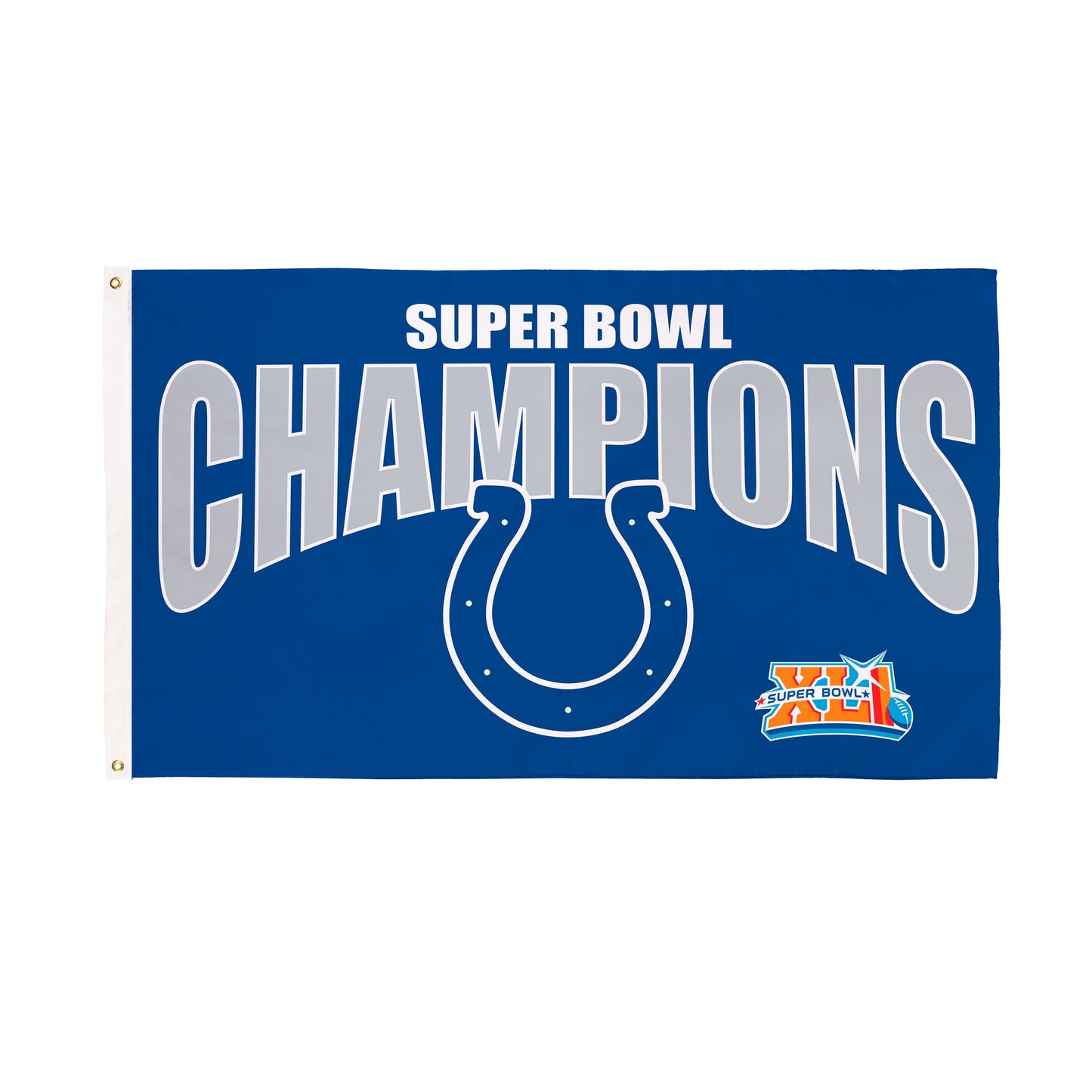 3x5 sublimated flag Indianapolis Colts Super Bowl Champions on blue with grommets on Tampa Home & Garden Store