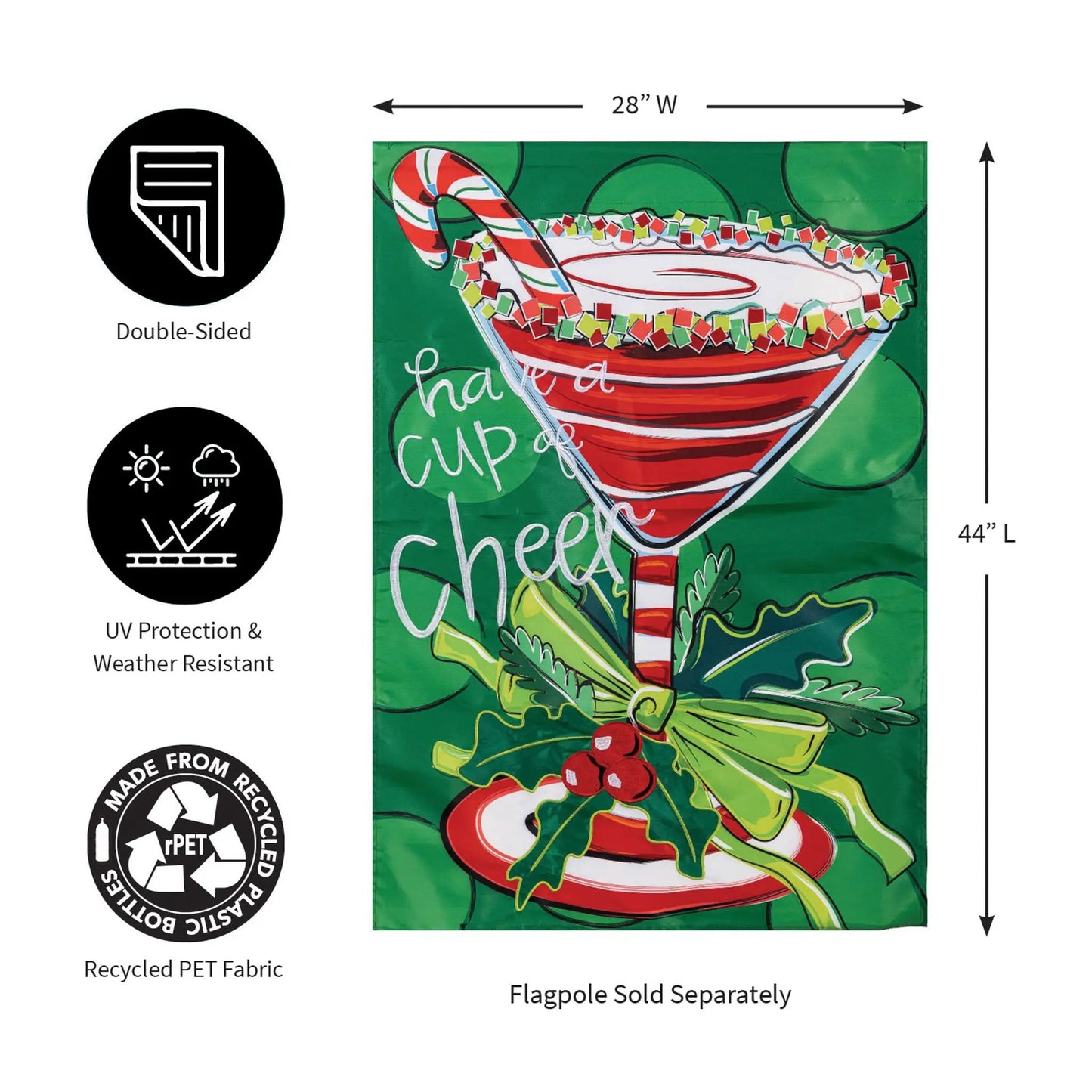 Have a Cup of Cheer Christmas House Flag 28W x 44L Evergreen Enterprises recycled PET fabric on Tampa Home & Garden Store