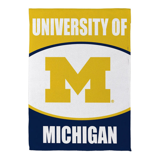 University of Michigan suede garden flag maize and blue with bold white lettering on Tampa Home & Garden Store