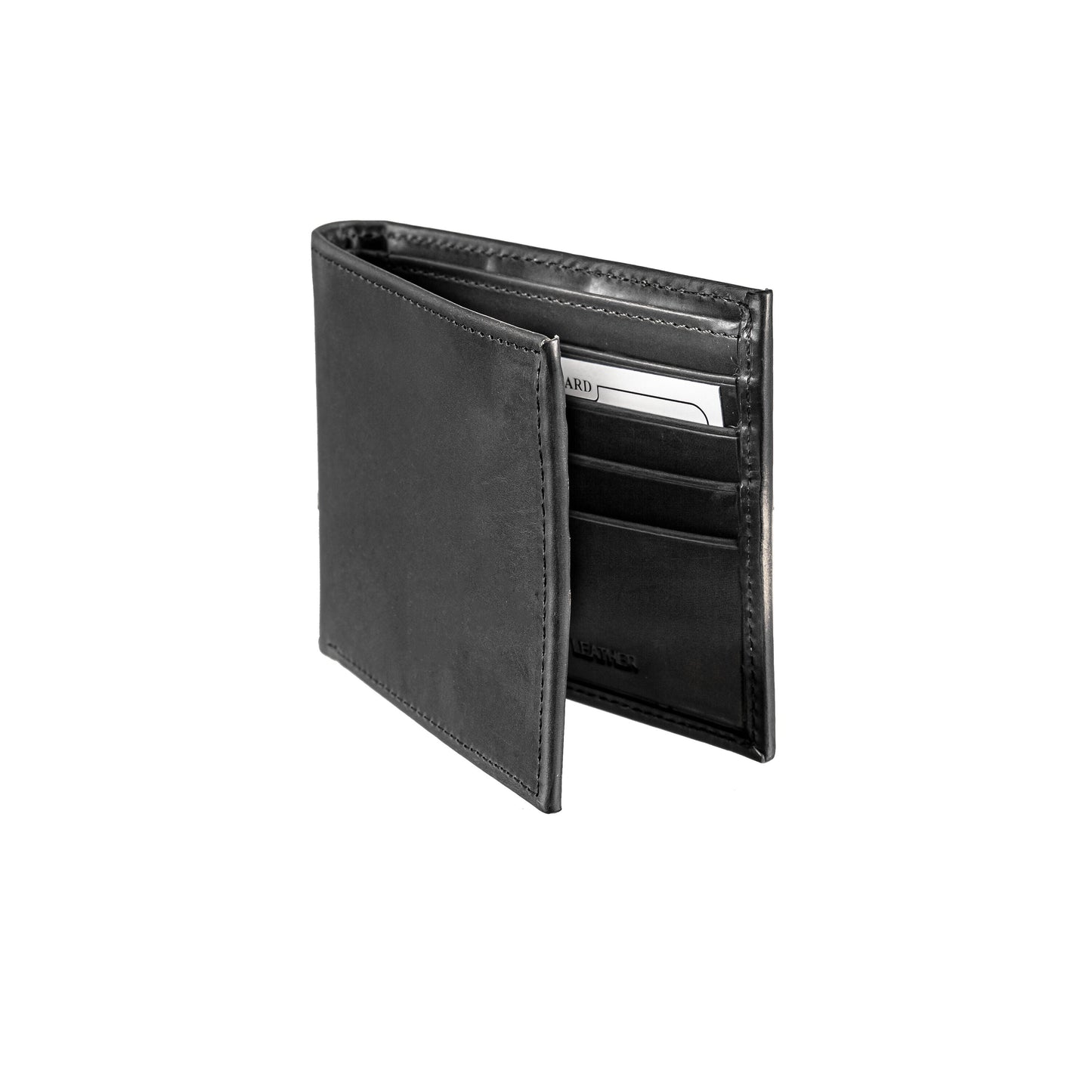 Black bi-fold wallet with SC State Flag logo; leather, card slots, Evergreen brand on Tampa Home & Garden Store