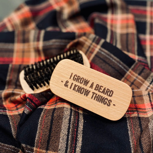 Laser Engraved Beechwood Boar Hair Brush for Men with natural wood finish on Tampa Home & Garden Store