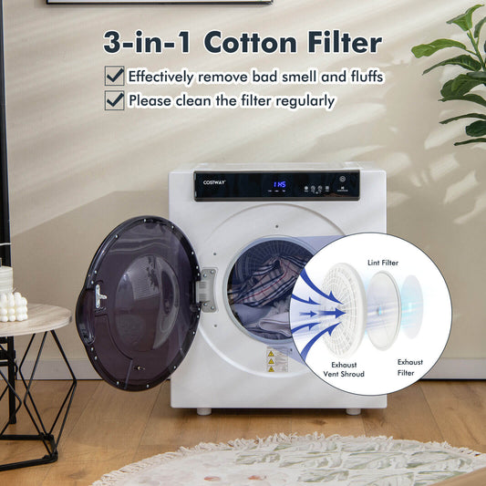 2.6 Cu.ft Compact Clothes Dryer with Touch Panel and 2 Modes - Tampa Home & Garden Store