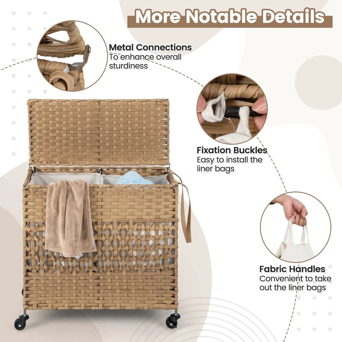 Two-Section Laundry Hamper with Removable Bags