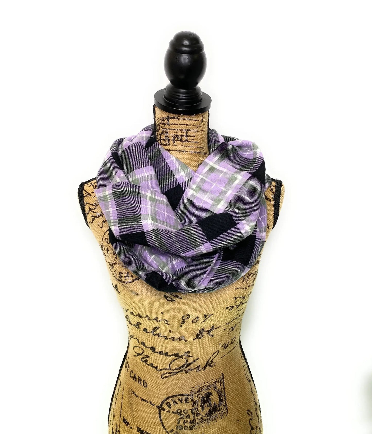 Lavender, Black, Sage Grey, and White Plaid Infinity and Blanket Scarves - Tampa Home & Garden Store