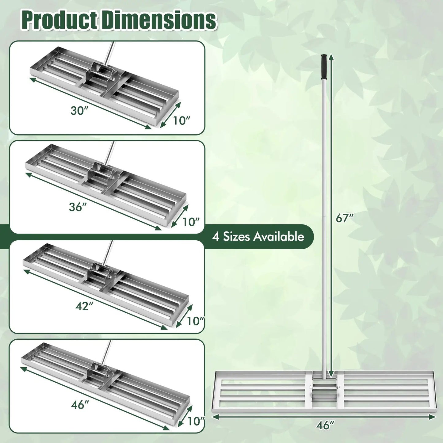 DirectDeals Lawn Leveling Rake 46x10 inch heavy duty steel rake with long handle on Tampa Home & Garden Store