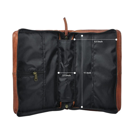 Leather Book Cover with Travel Strap brown exterior black interior by Classy Leather Bags on Tampa Home & Garden Store