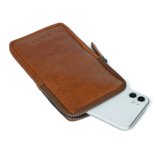 Leather Mobile Sling 1.0 crossbody phone case, brown leather, Classy Leather Bags on Tampa Home & Garden Store