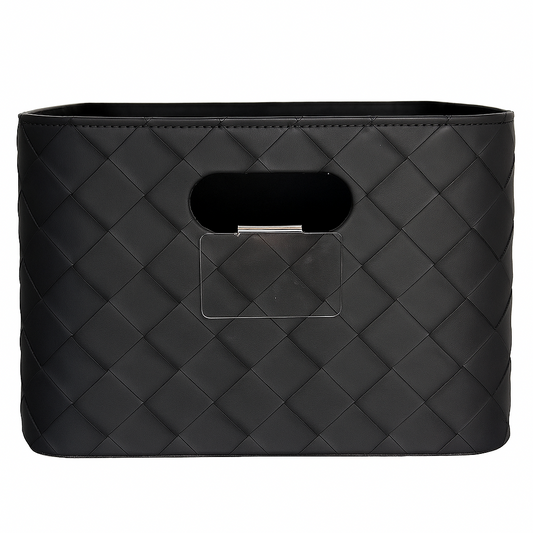 Leather Woven Bin (Black) - Tampa Home & Garden Store