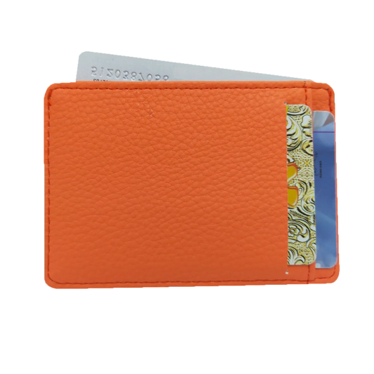 Genuine Slim Pebbled Split Leather Wallet orange with card slots MiamiLeathers on Tampa Home & Garden Store