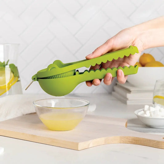 Lemongator hand citrus juicer by OTOTO DESIGN in lime green for easy squeezing on Tampa Home & Garden Store