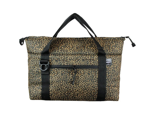 Leopard Mary Tote Cooler by Hatch Coolers leopard print insulated tote with black handles on Tampa Home & Garden Store