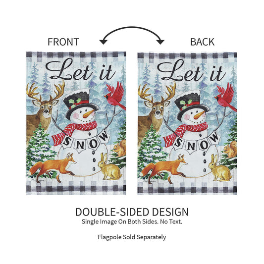 Let it Snow Snowman and Woodlands Suede Garden Flag - Tampa Home & Garden Store