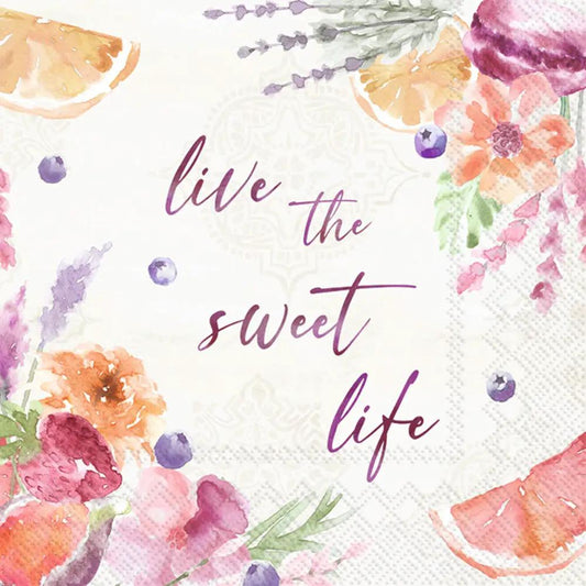 Lete Cream Cocktail Napkins with watercolor floral border by The Country Christmas Loft on Tampa Home & Garden Store
