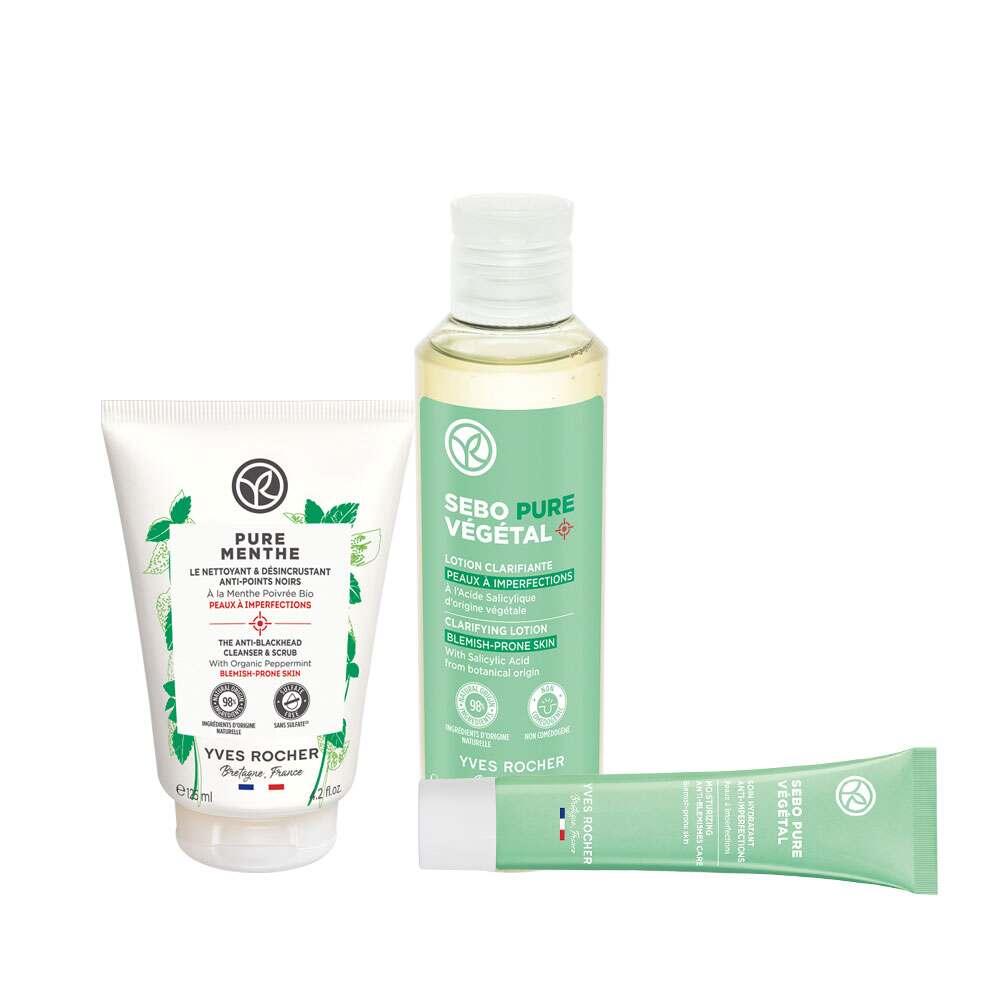 Sebo Pure Vegetal Acne-Prone Skin Care Set with mint cleanser, clarifying lotion by Yves Rocher on Tampa Home & Garden Store