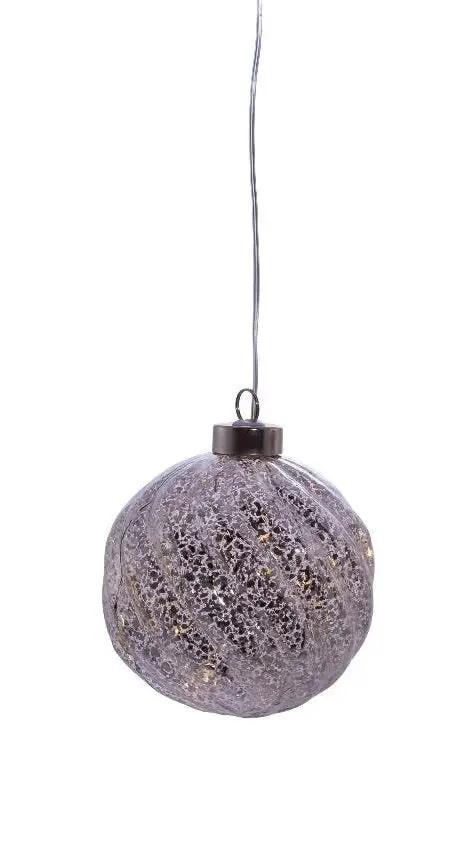 USB-powered glittered glass ball ornament with lavender finish on Tampa Home & Garden Store