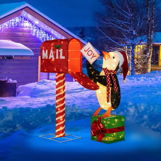 Lighted Christmas Mailbox and Penguin DirectDeals glitter mailbox illuminated penguin on Tampa Home & Garden Store