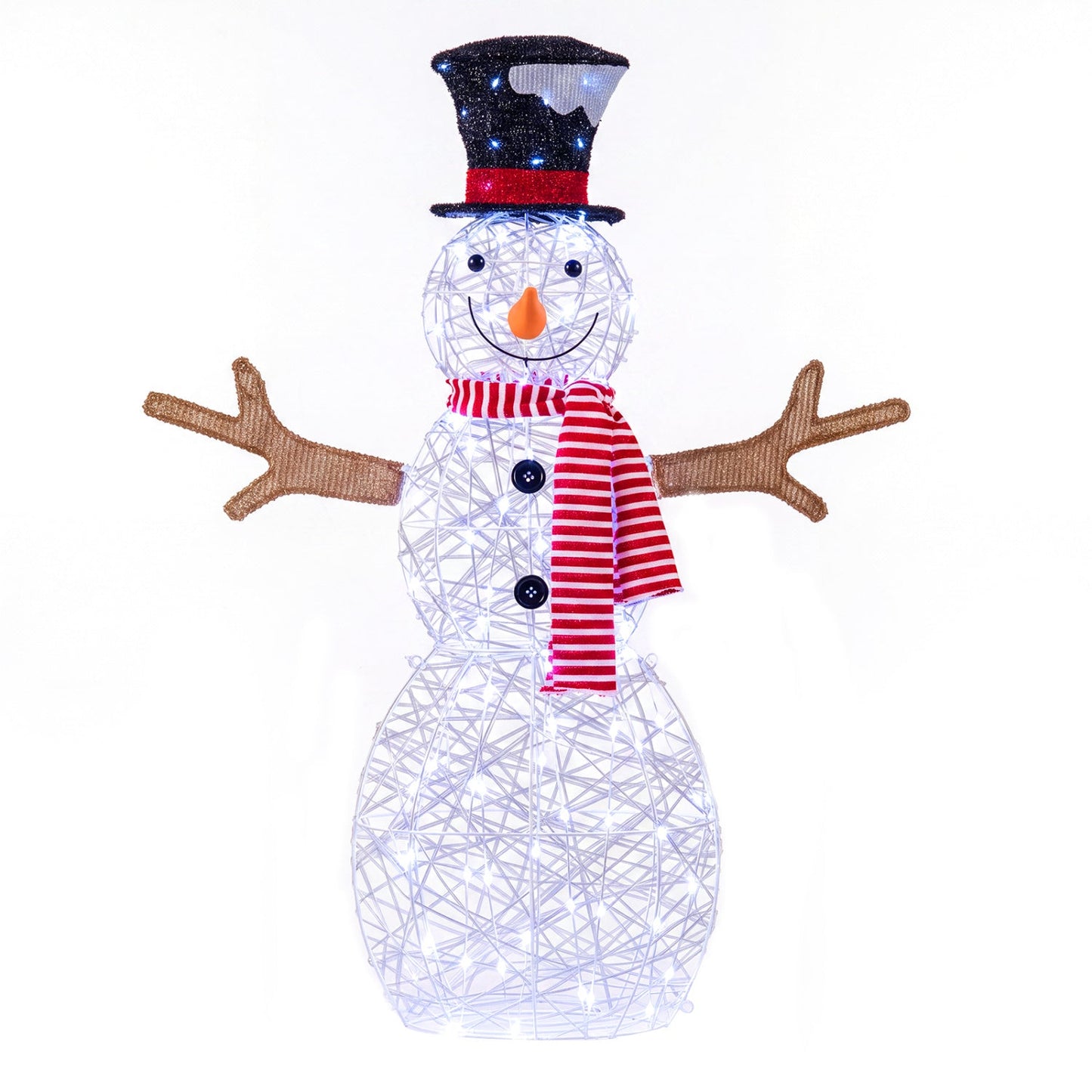 Lighted snowman Christmas decoration by DirectDeals with 80 LED lights, red scarf on Tampa Home & Garden Store