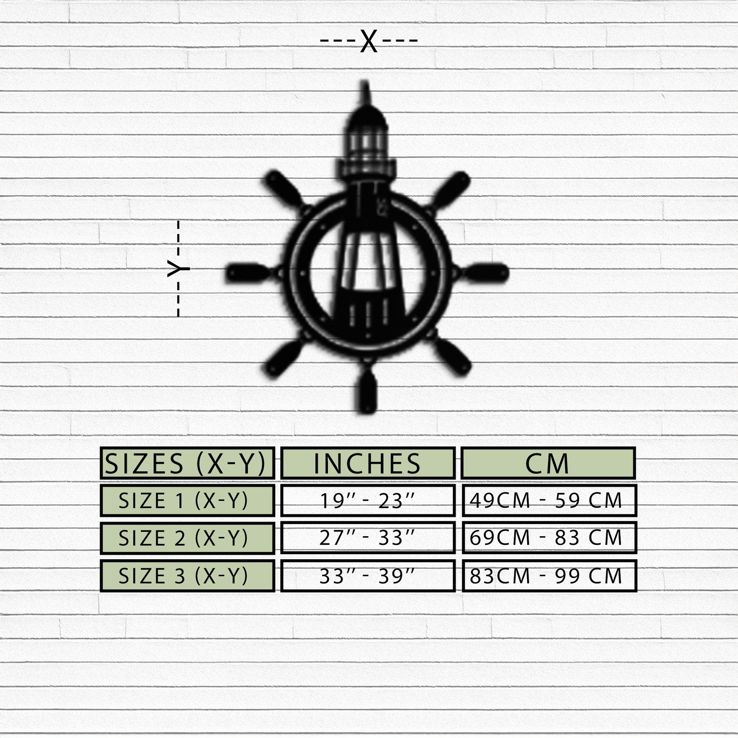 Lighthouse and Ship Wheel Metal Wall Art - Nautical Steel Wall Decor - KAF028 - Tampa Home & Garden Store