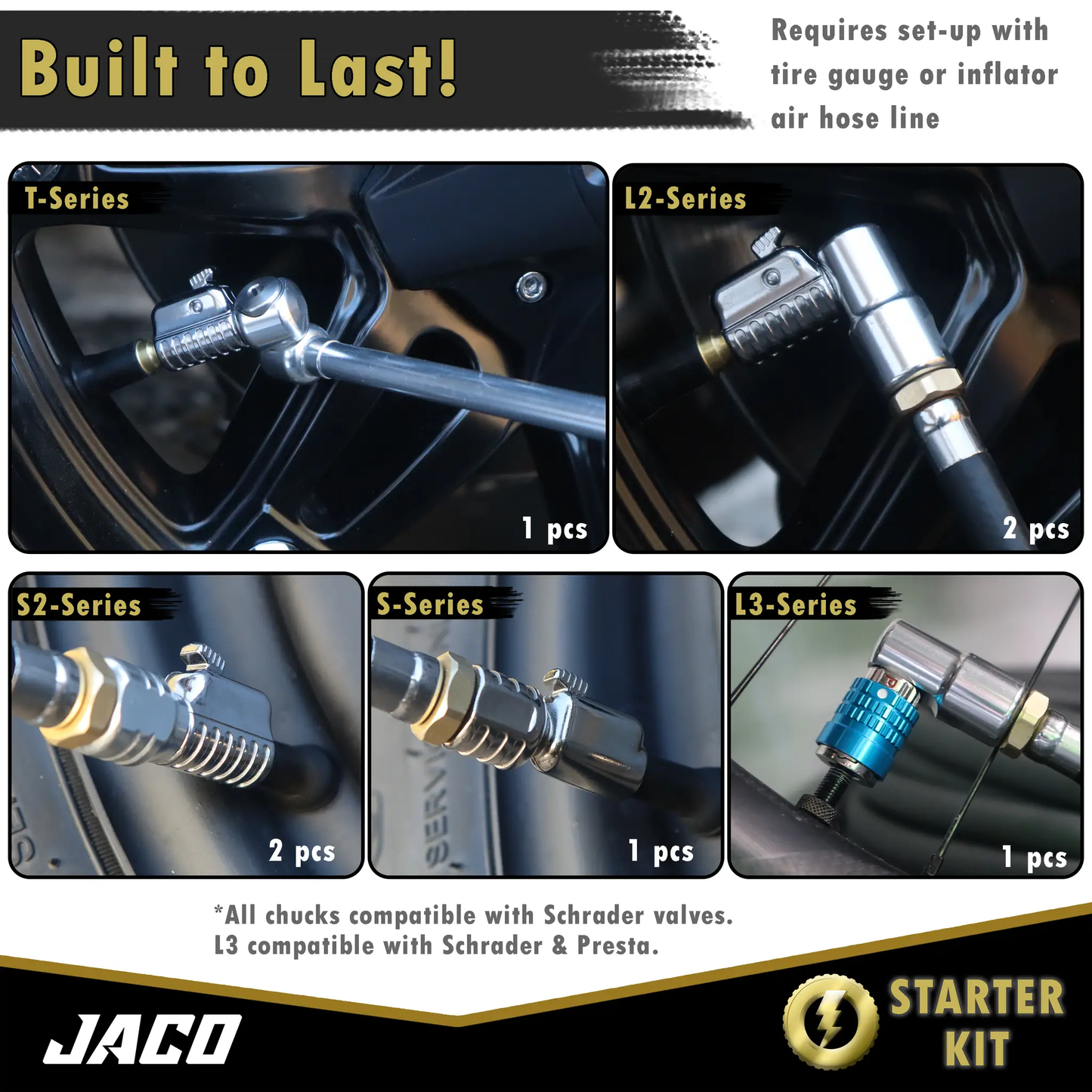Lightning™ Tire Air Chuck Starter Kit - Patented | Open Flow, 1/4" F-NPT (Set of 7) - Tampa Home & Garden Store