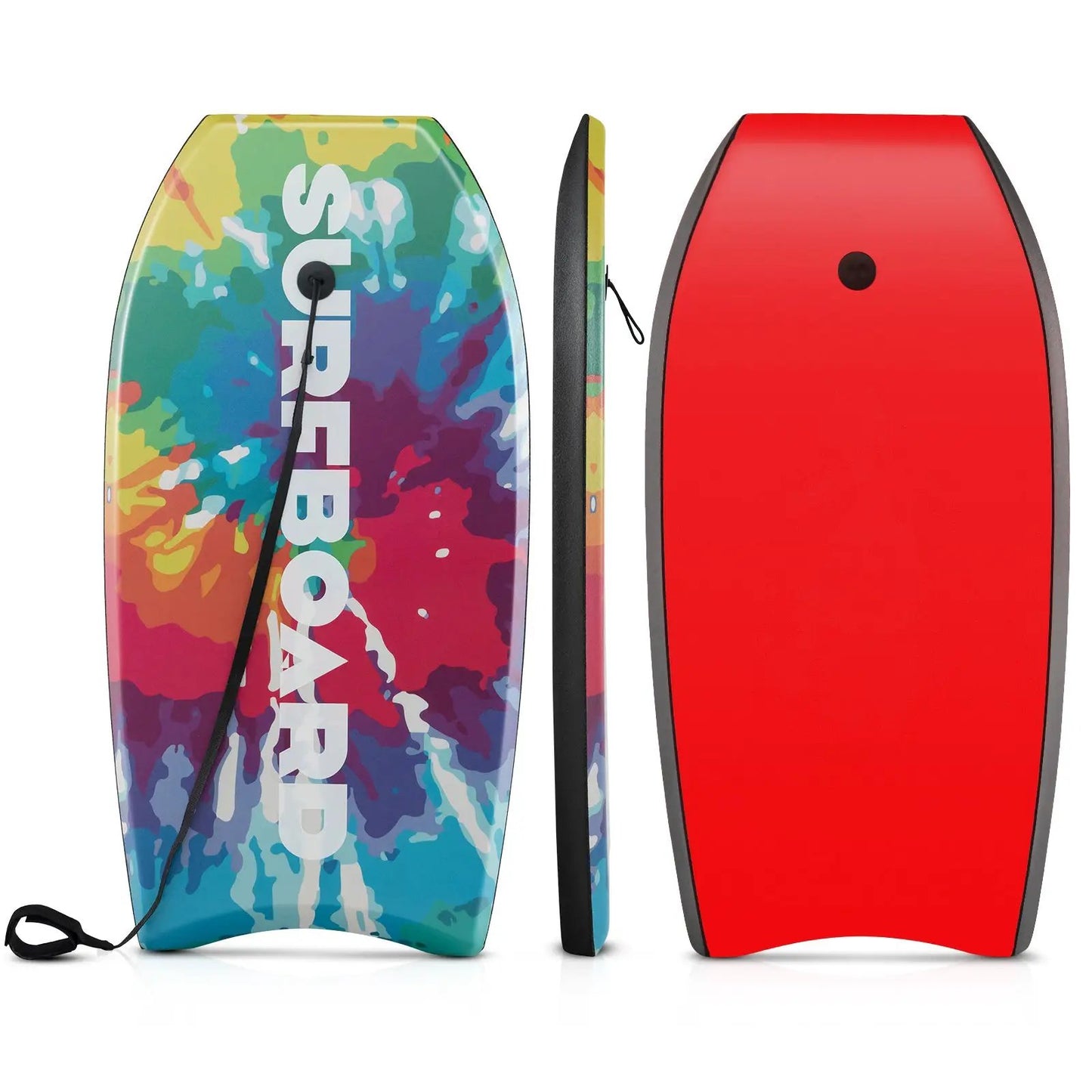 DirectDeals lightweight bodyboard with EPS core and HDPE deck; multicolor/red, 33/37/41in, leash on Tampa Home & Garden Store