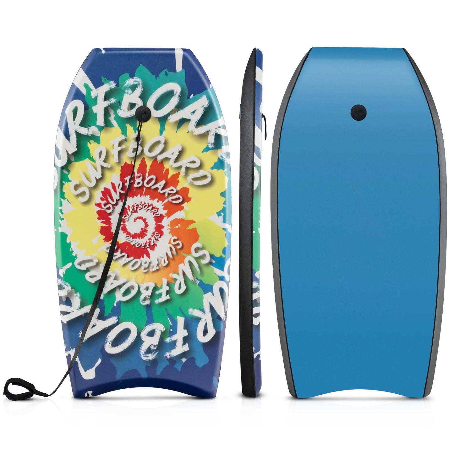 Lightweight body board duo: multicolor tie-dye and solid blue board by DirectDeals on Tampa Home & Garden Store