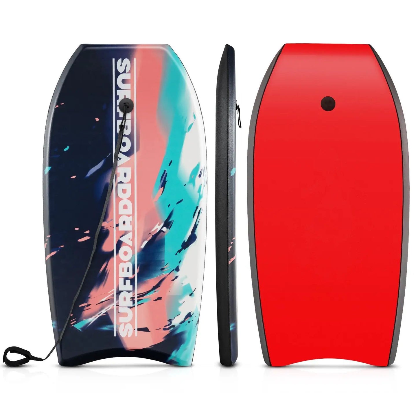 Lightweight bodyboard set with two boards, colorful graphic and red board, leash included on Tampa Home & Garden Store