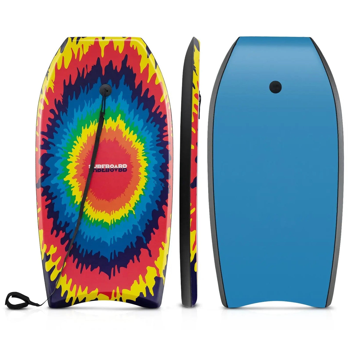 Two lightweight body boards 33/37/41 in with tie-dye front and blue back, leash included DirectDeals on Tampa Home & Garden Store