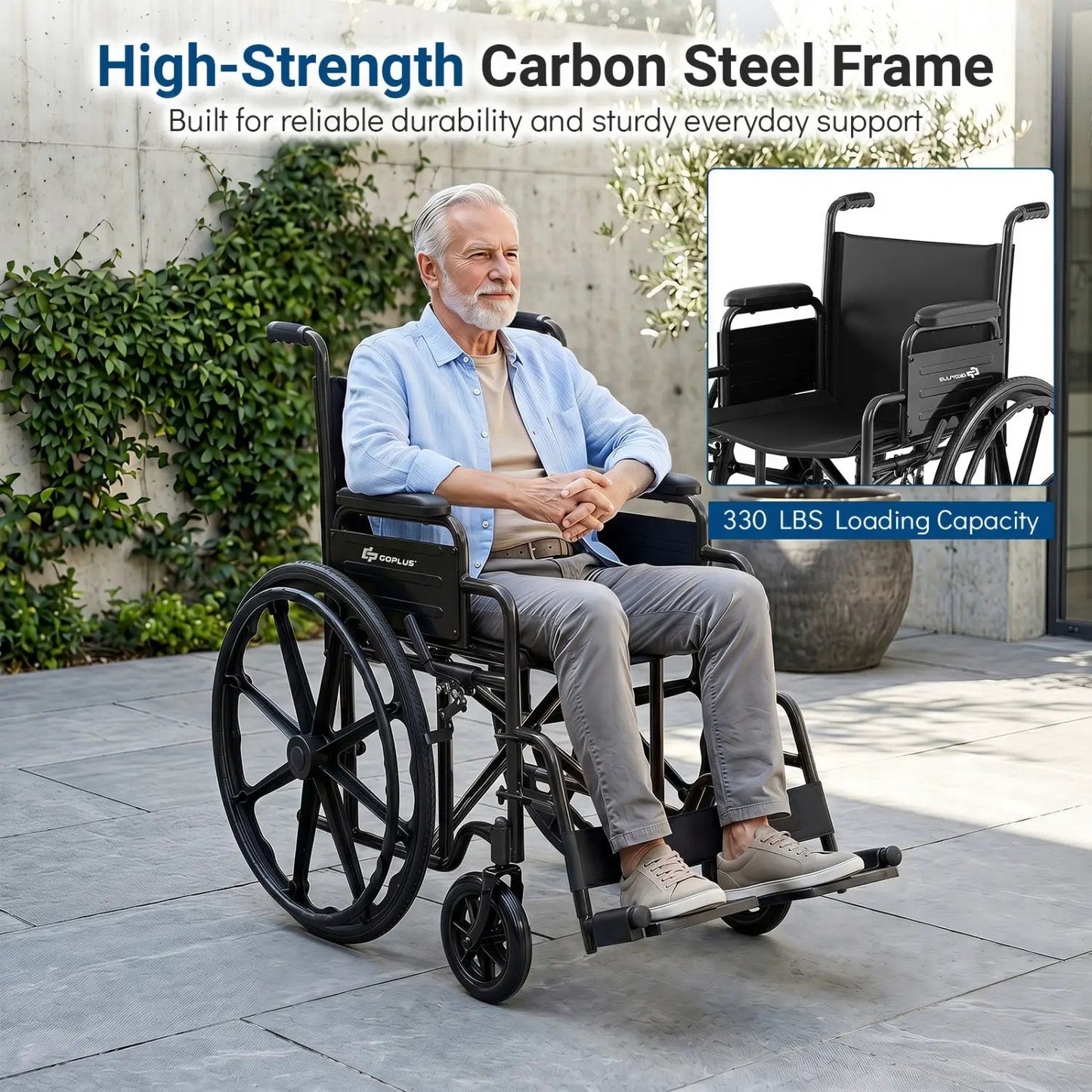 Folding Wheelchair for Adults with Swing Footrest