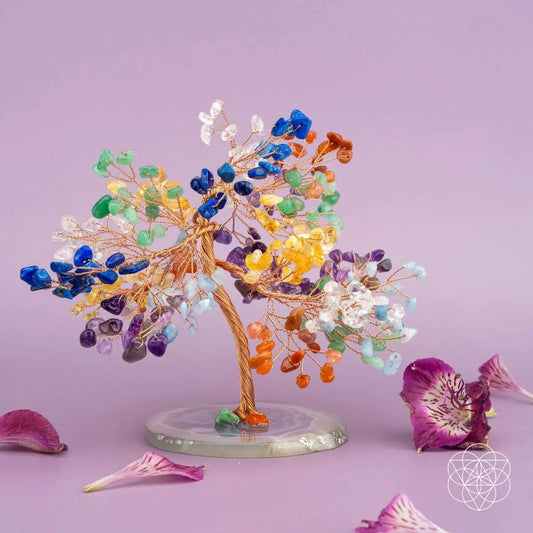 Chakra Crystal Tree with multicolor gemstone chips on copper branches on Tampa Home & Garden Store