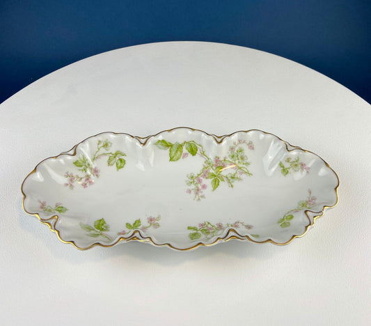 Limoges Porcelain Serving Platter: Wild Roses Motif, Cottagecore Decor - Tampa Home & Garden Store
